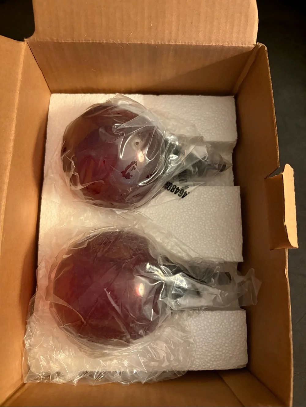 NIB Pottery Barn Blossom Etched Glass Finials Set of 2 in Wine